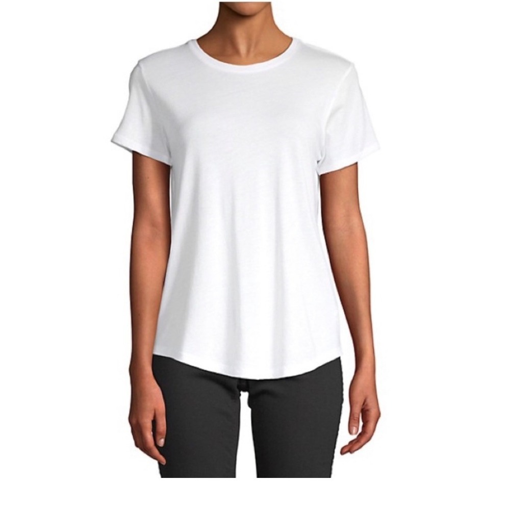 Vince Womens White Pima Cotton Modal Short Sleeve Crew Neck M